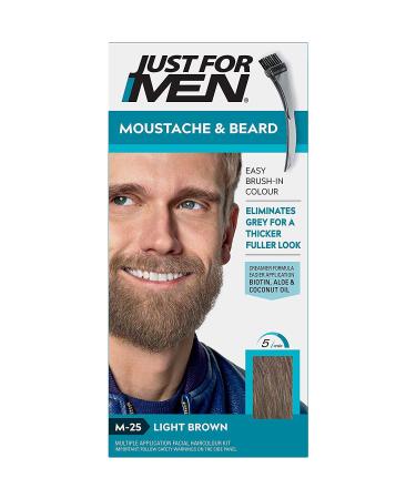 Just for Men Moustache & Beard Dye Men's Facial Hair Colour M25 Light Brown Light Brown 1 Count (Pack of 1)