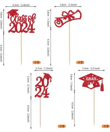 Rsstarxi 36 Pack Class of 2024 Graduation Cupcake Toppers 2024 Graduation Food Appetizer Picks 2024 Grad Cap Done Diploma Cupcake Picks for 2024 Graduation Theme Party Cake Decorations Red - Buy Online on SooperMarket.com