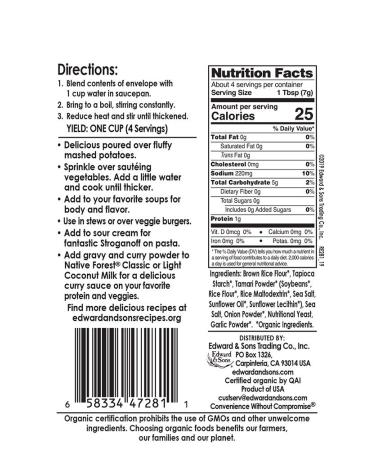 Road's End Organics Gluten Free Golden Gravy Mix 1 oz Pouch (12 Pack) - Buy Online on SooperMarket.com