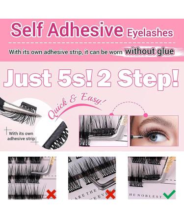 Bluesmurfs Self Adhesive Individual Lashes | Reusable No Glue Fake Eyelashes Clusters - Easy to Use Natural Eye Lashes I01 - Buy Online on SooperMarket.com