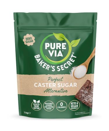 Pure Via Baker s Secret 1kg Caster Sugar Alternative Perfect for Baking Sweetener Crafted with Acacia Gum 1 x 1kg