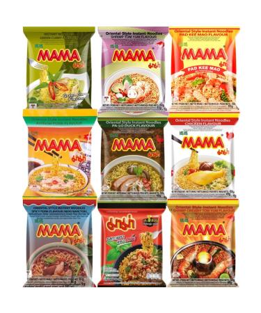 MAMA Instant Noodles Ramen Thai Cuisine Exploration Bundle by Starry Mart (8 Packs with 5 Different Flavours)