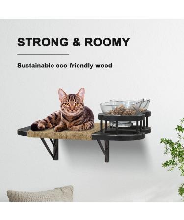 Cat Hammock & Wall Shelves with 3 Steps, Perches, and Food Shelf - Climbing, Scratching Post, and Plush Covered Steps for Indoor Cats - Black - Buy Online on SooperMarket.com