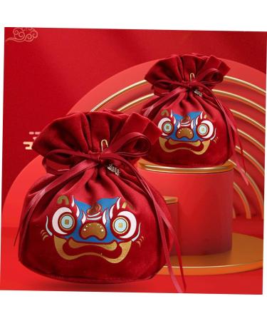 HOMSFOU 2pcs Candy Bag Packaging Bag Wedding Candy Bags Candy Bags for Wedding Decorative Candy Pouches Drawstring Candy Bags Gift Bags Wedding Decor Portable Candy Pouch Festival Supply Red 15x12cm - Buy Online on SooperMarket.com