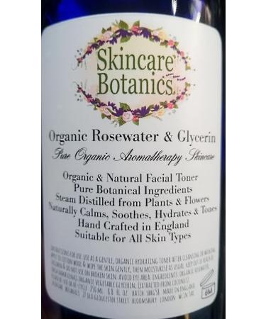 Skincare Botanics Organic & Natural Rosewater & Glycerin Facial Toner | Excellent for Hydrating Skin | Large 250 ml. Bottle | Made in the U.K. - Buy Online on SooperMarket.com