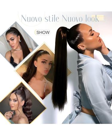 23-inch Dark Red Synthetic Clip-in Ponytail Extension | Straight Hairpiece - Buy Online on SooperMarket.com