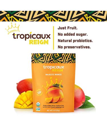 Organic Dried Mango Pack - Healthy Vegan Snacks for Kids & Adults | Tropicaux Reign | Non GMO, No Added Sugar | 3oz x 2 Pack (6oz Total) - Buy Online on SooperMarket.com