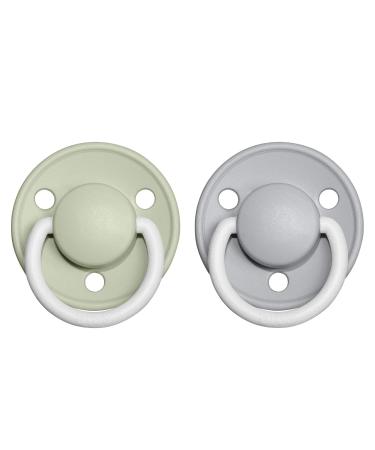 BIBSE de Lux Glow Pacifier 2-Pack | BPA-Free Silicone Cherry Shape Lights Up in Dark | 0-36 Months | Made in Denmark - Sage Night / Cloud Night - Buy Online on SooperMarket.com