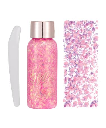 Body Glitter Gel  Holographic Face Glitter Gel Shimmer Makeup for Hair  Body  Eyeshadow  Long Lasting Waterproof Mermaid Sequins Liquid Eyeshadow for Festival Rave Party Accessories (Pink 104)