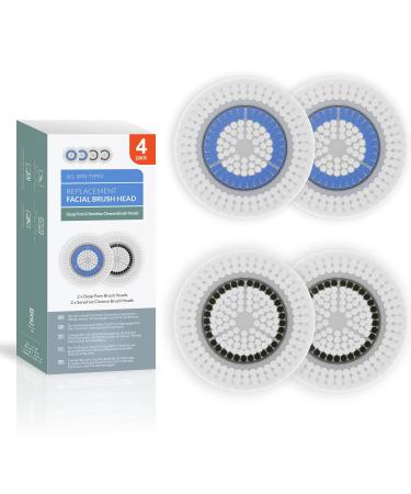 Brushmo Compatible Replacement Facial Cleansing Brush Heads (4-Pack)