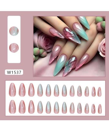 Lnhgh Artificial Nails - Ombre False Nails Cat Eye Almond Fake Press On Nails For Girl Salon 12 Sizes - Buy Online on SooperMarket.com