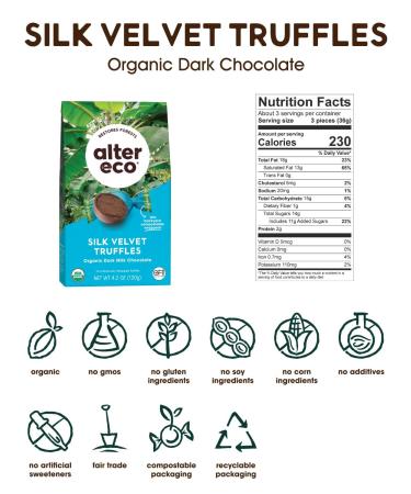 Alter Eco Organic Dark Milk Chocolate Truffles - Silk Velvet, 4.2 oz (120g) - Buy Online on SooperMarket.com