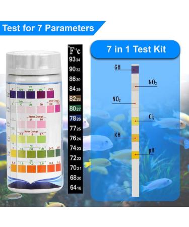 SJ WAVE 7-in-1 Aquarium Test Kit - Fast & Accurate Water Quality Testing Strips (100 Tests) | For Freshwater Aquariums & Ponds | pH, Hardness, Nitrate, Temperature Monitoring - Buy Online on SooperMarket.com