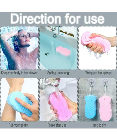 4-Pack Ultra Soft Exfoliating Bath Body Shower Sponges with Hooks - Reusable Dead Skin Remover for Children and Adults (Blue Pink Grey White) - Buy Online on SooperMarket.com