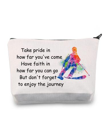 BNQL skiing gifts Skiing bag cosmetics skiing lovers gifts skiing players gifts for women skiing team gifts make-up bag travel cultural bag organizer case ski pockets
