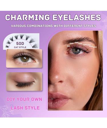 DIY Lash Extension Kit - Natural Wispy Lashes Waterproof 50D Clusters D Curl 8-16MM at Home - Buy Online on SooperMarket.com