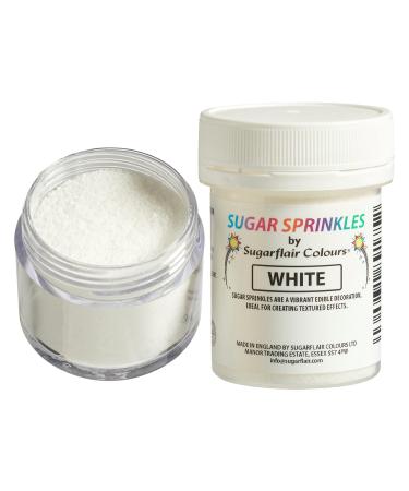 Sugarflair White Edible Glitter Sugar Sprinkles - for Cake Decorating Sprinkle on Cakes Cupcakes and Treats - 40g