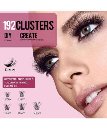 Lash Cluster Individual Eyelash - 192 Pcs Fluffy DIY Extensions | D Curl Natural Look Black False Eyelashes - Buy Online on SooperMarket.com
