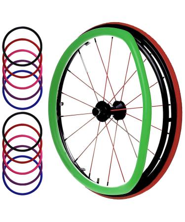 Wheelchair Wheel Covers Wheelchair Push Rim Covers 24-Inch Rear Wheel Sports Wheelchair Cover Silicone Hand Push Cover Non-Slip Wear-Resistant Improve Grip and Traction(Green) 24in Green