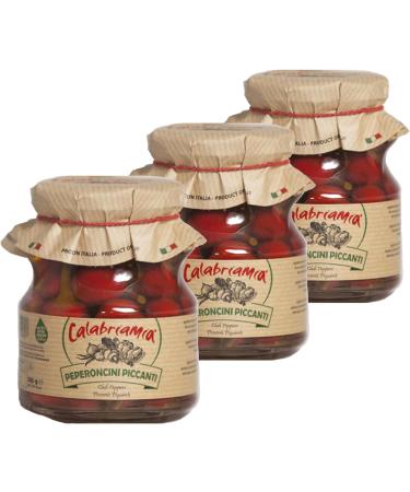 Calabriamia Peperoncini Piccanti Chilli Peppers in Oil 285g Grown and Packed in Calabriamia Italy Authentic Italian Spicy and Savory Taste-Pack of 3 - Buy Online on SooperMarket.com