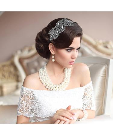 WLLHYF 1920s Black Crystal Rhinestone Headband for Women - Vintage Flapper Hair Accessory for Girls Costume Party - Grey - Buy Online on SooperMarket.com