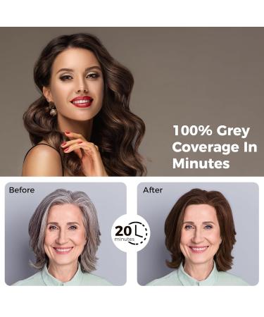 Dark Brown Hair Dye Shampoo - 3 in 1 Color Treatment for Gray Hair | Fast Minutes Results for Women & Men - Buy Online on SooperMarket.com
