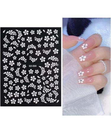 White Flower Nail Stickers - 3D Self Adhesive Floral Decals for DIY Nail Art - Buy Online on SooperMarket.com