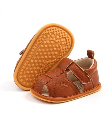 RVROVIC Baby Boys Girls Sandals Soft Sole Summer Infant Crib Shoes Lightwight Toddler Prewalker Outdoor Walking Shoes 6-12 Months 2 Brown