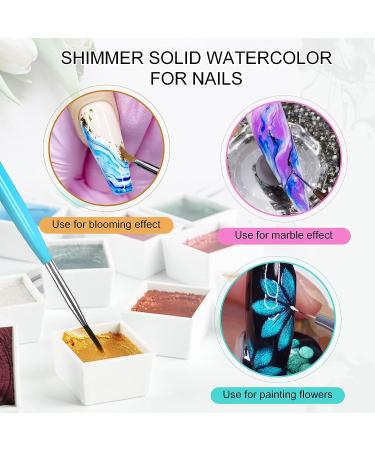 Saviland 12 Colors Pearl Shimmer Nail Watercolor Paint Set for Nail Art DIY Manicure - Buy Online on SooperMarket.com