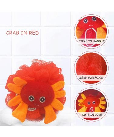 Bleu Bath Kids Exfoliating Bath Scrubber - 4 Pack Animal Design Shower Balls for Baby & Toddler - Gentle Loofah Poufs in Colorful Marine Theme - Buy Online on SooperMarket.com