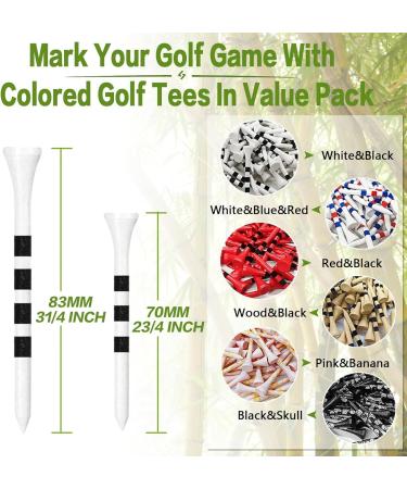 FINGER TEN Golf Tees Wooden Bamboo 3 1/4 & 2 3/4 Inch Durable Biodegradable Colored Tee Pack - 120 Count - White & Black - Buy Online on SooperMarket.com