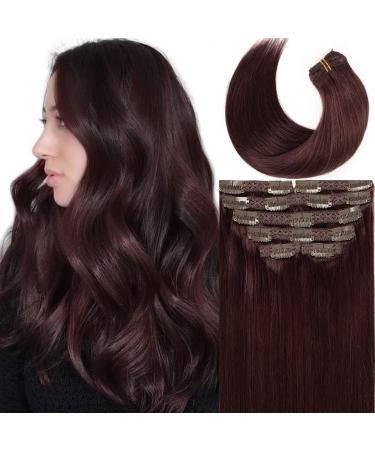 LacerHair Clip in Hair Extensions Real Human Hair 14 Inch 120g 7pcs #99J Deep Burgundy Silky Salon Professional Human Hair Double Weft Clip In Human Hair Extensions 14 Inch (Pack of 1) #99J Deep burgundy
