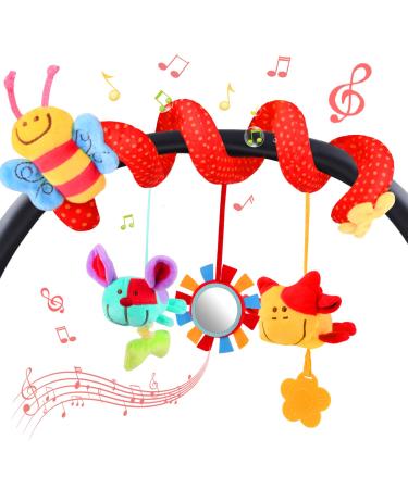Vicloon children's bed spiral toys activity spiral toys baby seat toys hanging on baby seats beds for babies and toddlers from 0+ months - travel activity toy (bee)