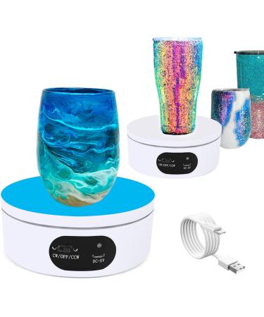 Riomh Turner Cup Display Stand for Epoxy Glitter Tumbler  360 Degree Automatic Mute Rotating Turntable  Bling Bling Tumbler Making Supplies Spinner 4.7x1.8