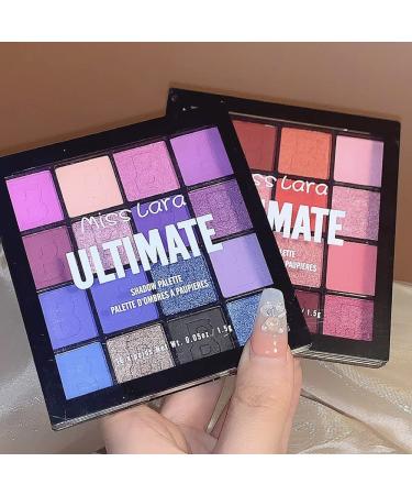 Yeweian Purple Blue Eyeshadow Palette - 16 Glitter Matte Shades, Waterproof Korean Makeup - Buy Online on SooperMarket.com