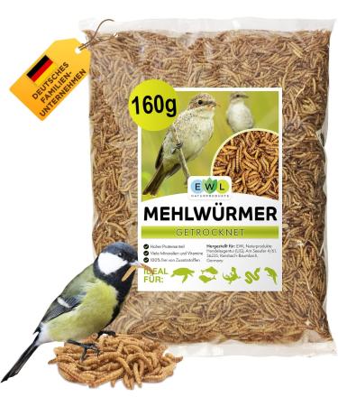 Mealworms dried 1 ltr.160g insect snack for birds fish turtles hedgehogs rodents and reptiles bird feed wild birds all year round squirrel feed hedgehog feed mealworms 1 l (1 Pack)