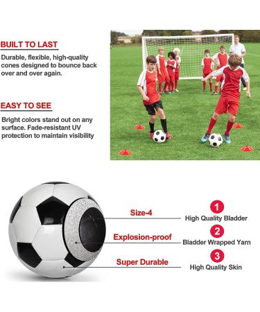 Set of 2 Portable Soccer Goals for Kids | Indoor Pop Up 4'x3' Toddler Soccer Nets with Training Equipment & Cones - Red - Buy Online on SooperMarket.com