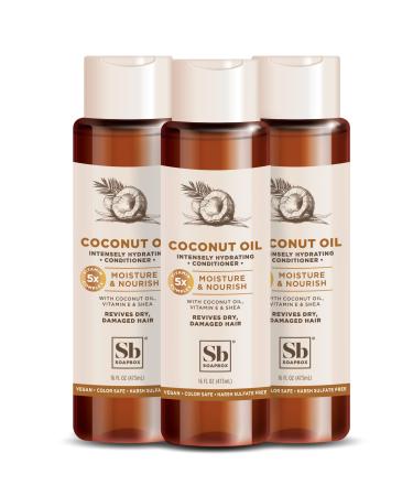 Soapbox Coconut Oil with Shea Butter Conditioner Volumizing Vegan Color Safe Sulfate & Silicone Free Hair Conditioner - 16oz Pack of 3 16 Fl Oz (Pack of 3) Coconut Oil