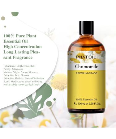 PHATOIL Chamomile Essential Oil 100ML - Pure Premium Grade for Diffuser, Humidifier & Aromatherapy - Candle Making - 100 ml (Pack of 1) - Buy Online on SooperMarket.com