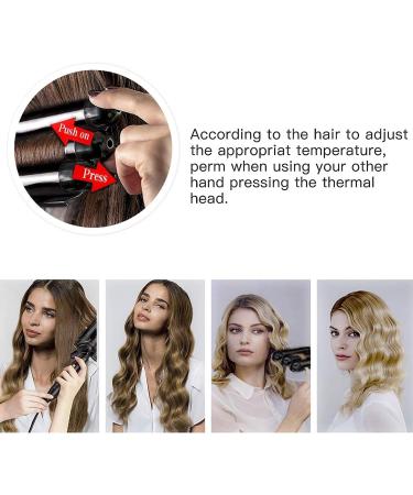 3 Barrel Curling Iron 25mm Crimper with Adjustable Temperature | Fast Heating Ceramic Tourmaline Curling Wand | Includes Heat Resistant Glove - Black - Buy Online on SooperMarket.com