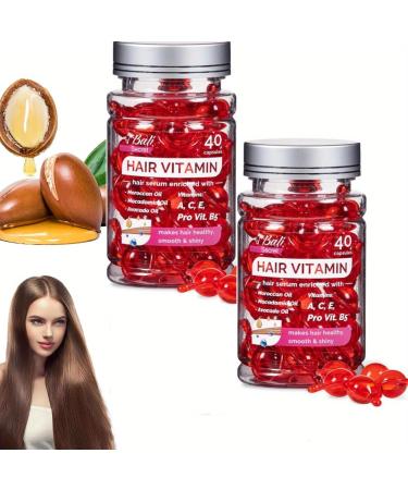 Hair Vitamin Serum Capsule Hair Treatment Serum Oil Capsules Hair Treatment Oil for Damaged Hair Leave-in Molecular Repair Hair Vitamins Serum for Dry Damaged Hair (2 Pcs)