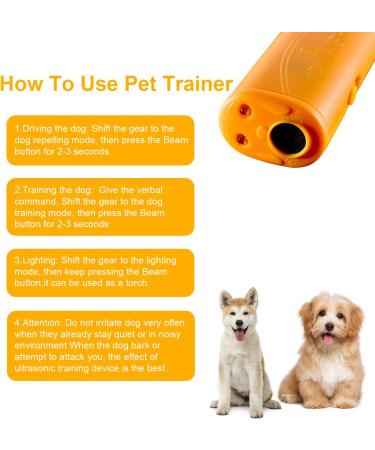 LED Ultrasonic Dog Repeller and Trainer Device 3 in 1 Anti Barking Stop Bark Handheld Dog Training Device (Yellow) - Buy Online on SooperMarket.com
