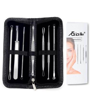Blackhead Remover Kit - 7-Piece Pimple Extractor Tool Set for Facial Acne Treatment - Blemish Whitehead Popping Zit Removal - Metal Case Included - Buy Online on SooperMarket.com
