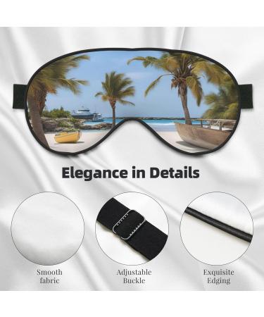 Beach Palm Tree Chairs Eye Mask | Soft Travel Eye Patch for Women | Relaxation & Breathable Sleep Mask - Buy Online on SooperMarket.com
