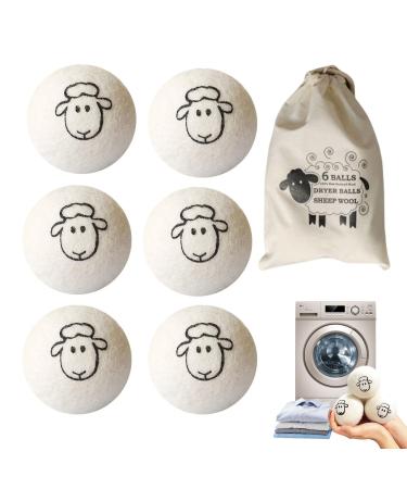 Wool Dryer Balls 6PCS Anti Static Tumble Dryer Balls Reusable Natural Fabric Softener for Laundry Wool Balls for Tumble Dryer Wool Dryer Balls to Reduce Drying Time Wrinkles and Static