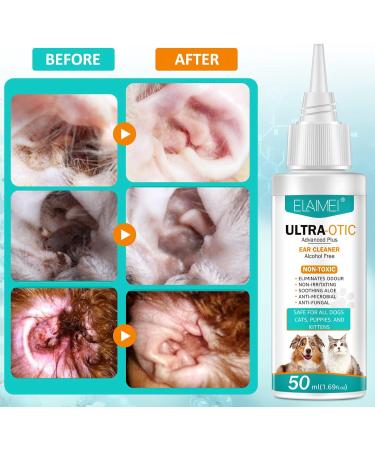 Dog Ear Cleaner Ear Infection Treatment for Dogs Cats Dog Ear Drops for Infection Antibiotics Effective Eliminates Ear Odour Dirt and Debris Pets Ultra-Otic Advanced Ear Cleaner Solution (50ml) - Buy Online on SooperMarket.com