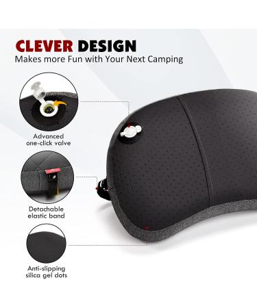 Hikenture Ultralight Camping Pillow - Inflatable & Washable, Neck & Lumbar Support, Portable Blow Up Pillow for Outdoor Travel - Grey 16.2x10.6x3.75 - Buy Online on SooperMarket.com