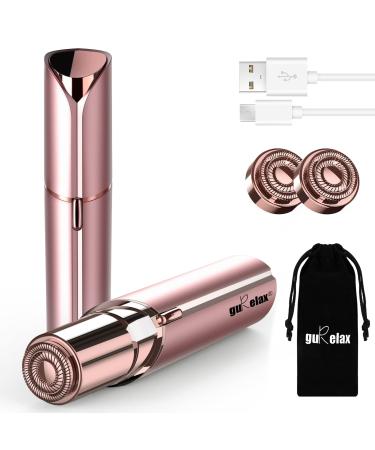 Facial Hair Removal for Women, Gurelax Touch Hair Removal Device, Womens Facial Hair Remover, Best Facial Hair Trimmer/Shaver, Electric Upper Lip/Mustache Hair Remover, Included 2 x Replacement Heads Pink Facial Hair Remov