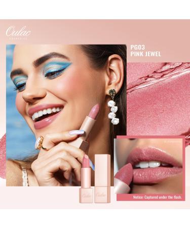 Oulac Moisture Shine Lipstick in Pink Jewel (PG03) - Creamy Shimmering Vegan Lip Care for Moisturized Lips - Buy Online on SooperMarket.com