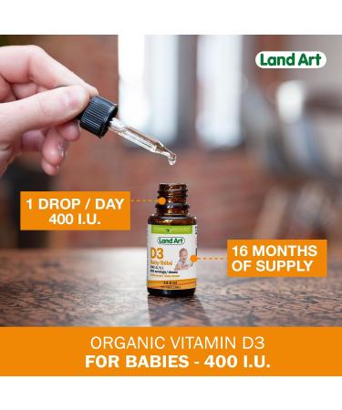 Certified Organic Vitamin D3 Drops - For Baby - 400 IU per drop - 490 servings - Development and maintenance of bones and teeth - GMO free - Gluten free - Made in Canada - 13.5 ml (Pack of 2) - Buy Online on SooperMarket.com